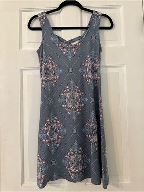 Mudd Slate Blue Floral-Print Midi Dress